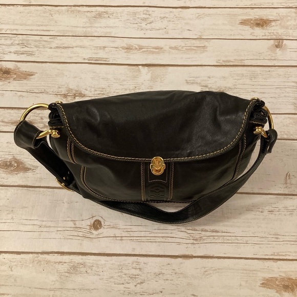 Marino Orlandi Black Leather Satchel Shoulder Bag